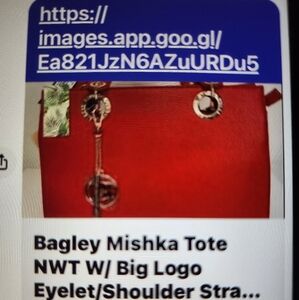 Badgley Mischka Red Tote with Shoulder Strap and Metallic Accents